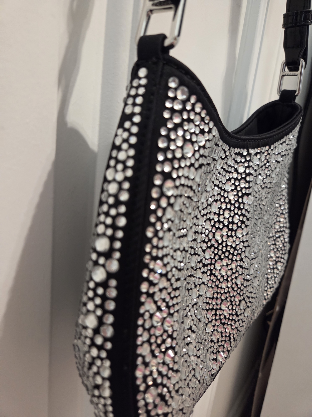Black Crystal-Embellished Shoulder Bag - Picture 7 of 11